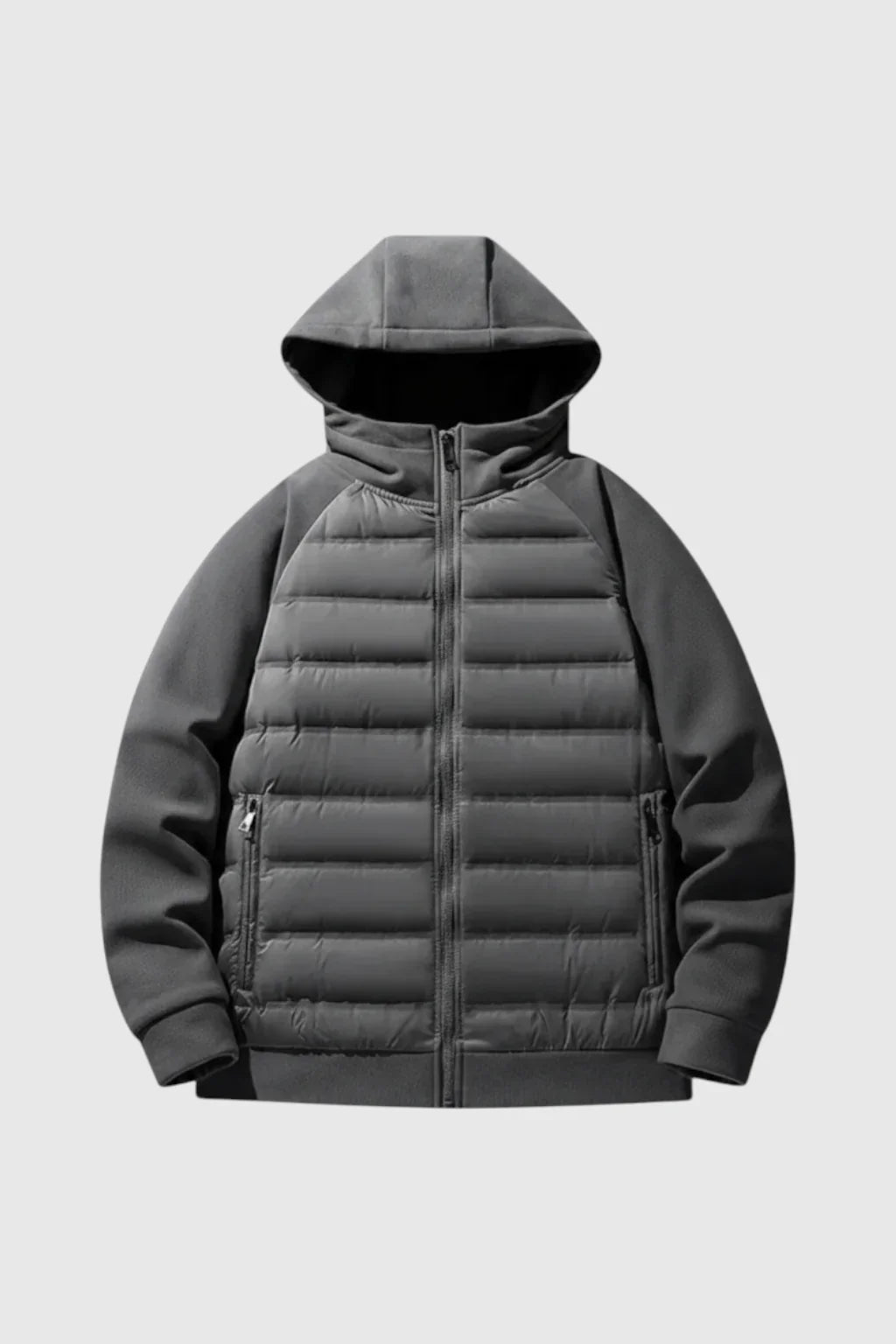 Loose Fit Hooded Down Jacket - Charcoal Grey