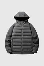 Loose Fit Hooded Down Jacket - Charcoal Gray