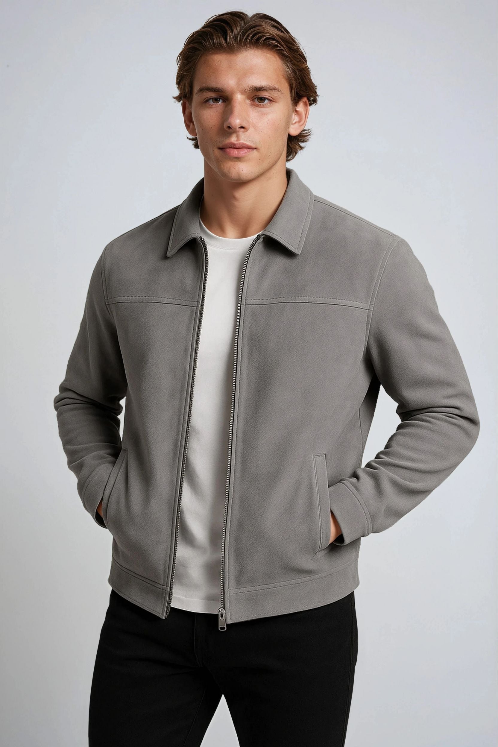 Gray Suede Men's Jacket
