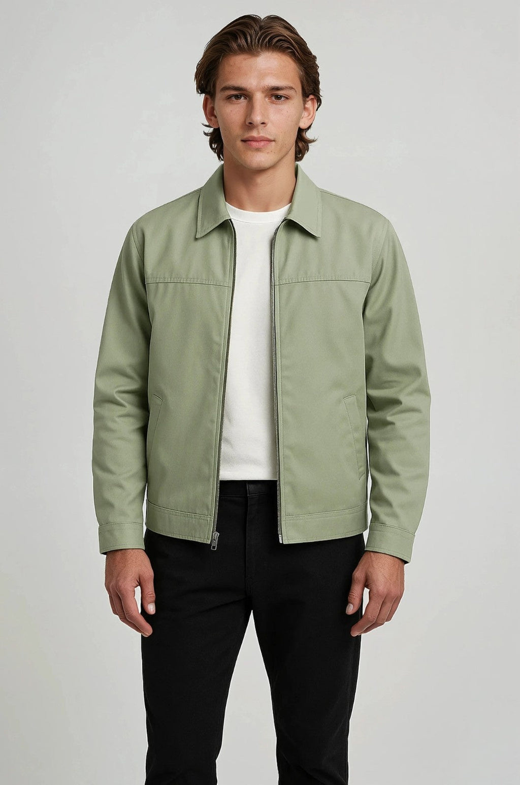 Lightweight Twill Men's Jacket - Pea Green