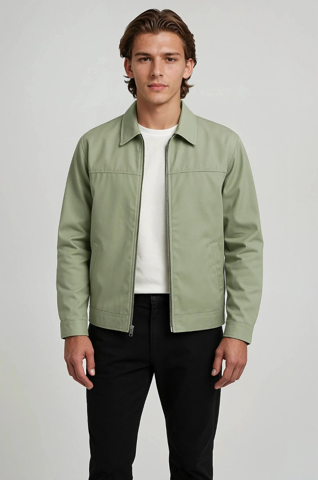 Lightweight Twill Men's Jacket - Pea Green