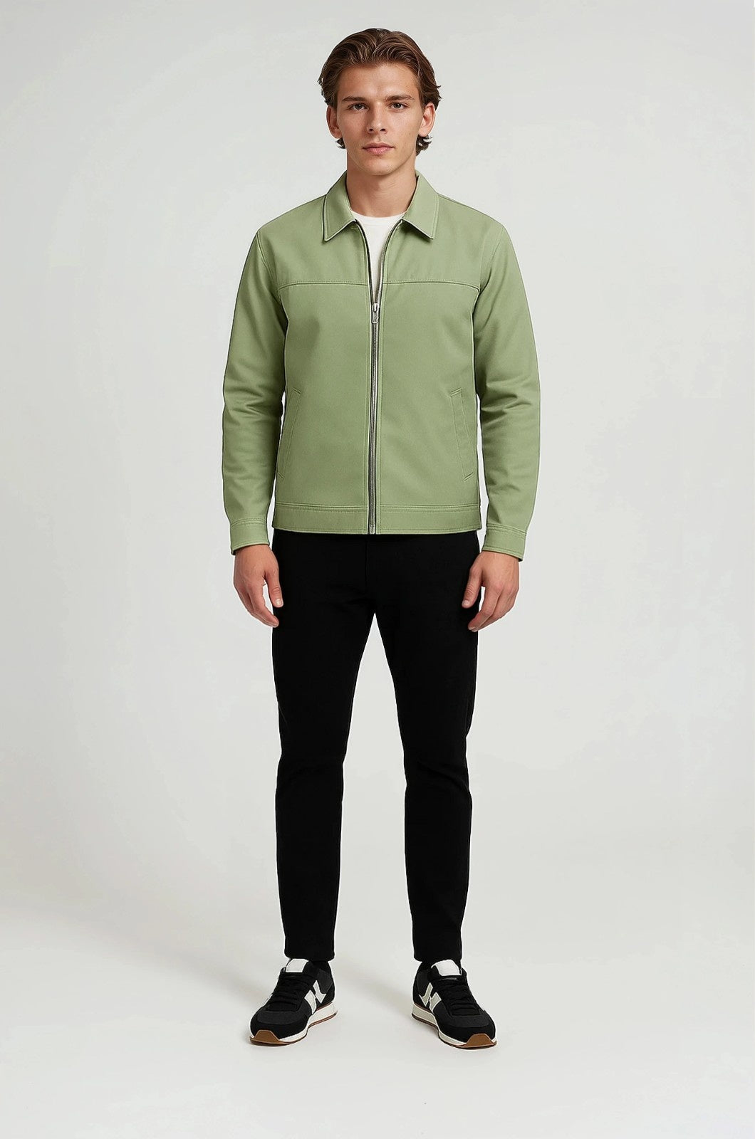 Lightweight Twill Men's Jacket - Pea Green