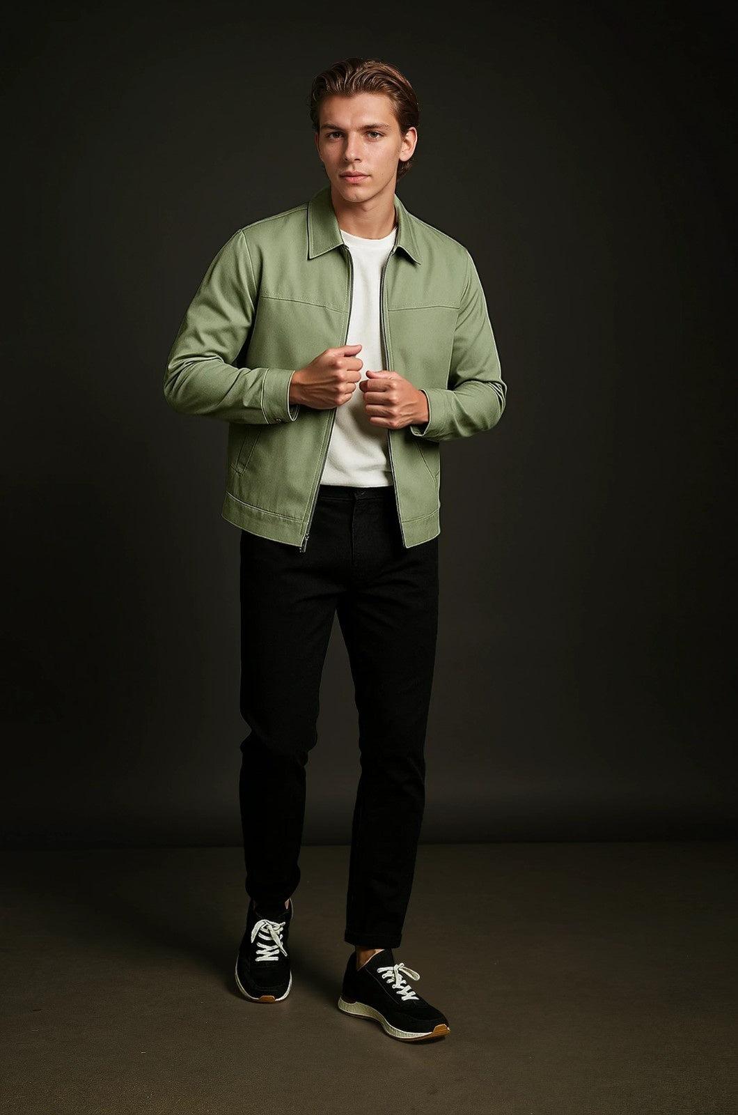 Lightweight Twill Men's Jacket - Pea Green