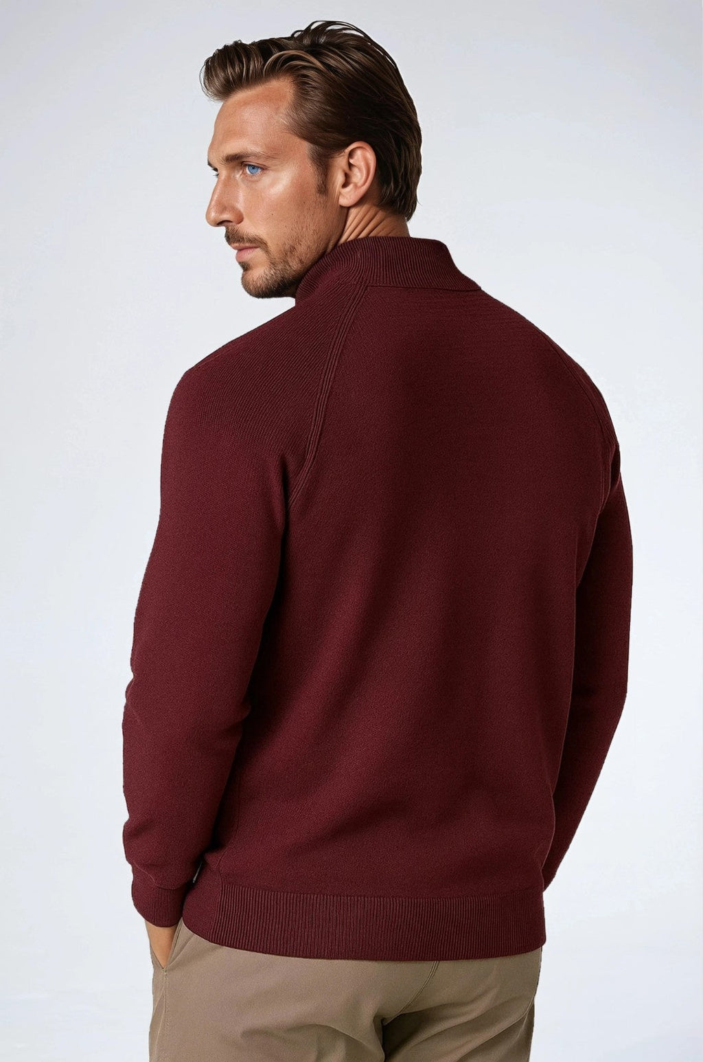 Men's Half-Zip Sweater with Stand Collar
