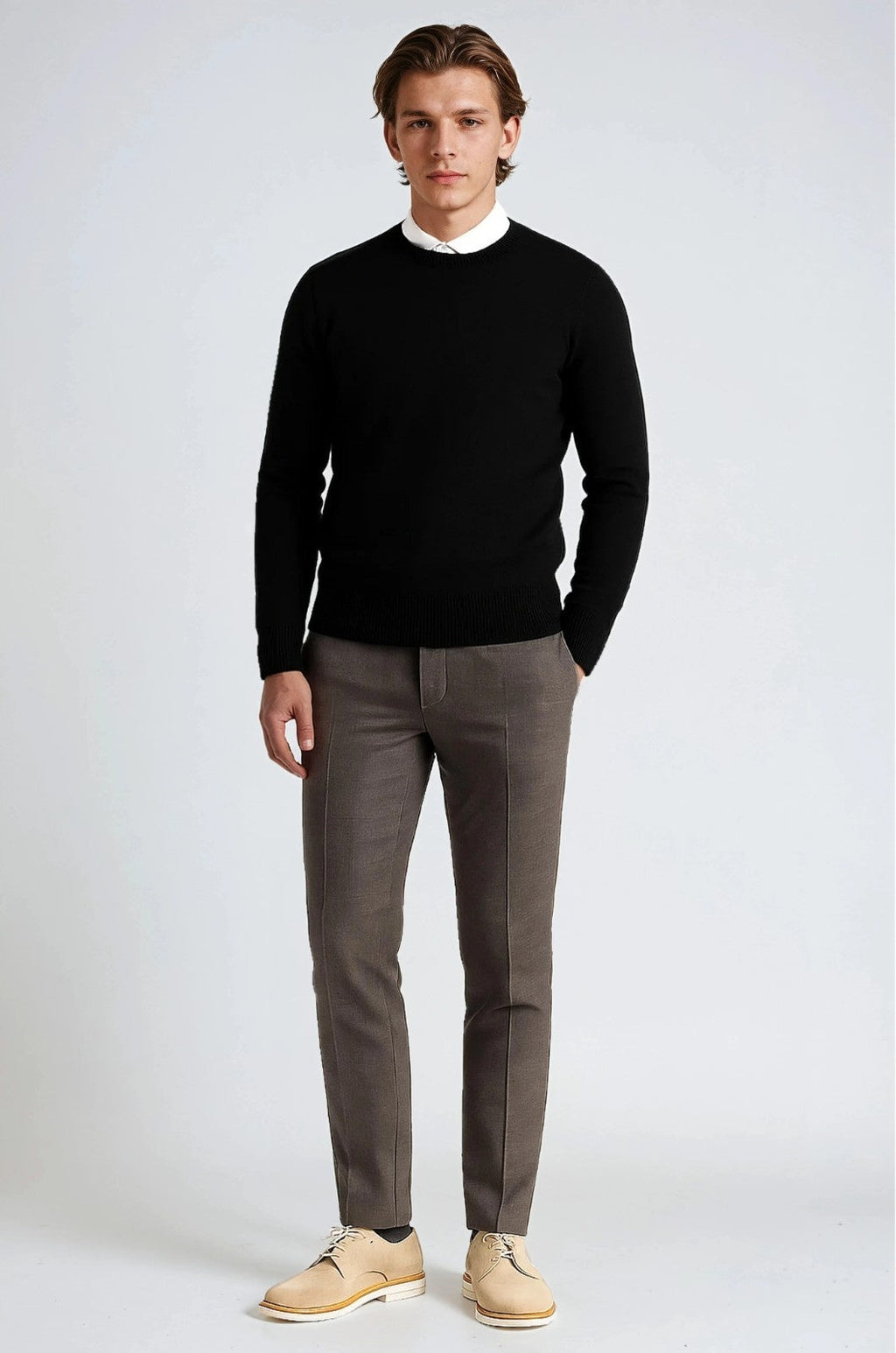 Men's Classic Crew Neck Pullover Sweater - Black