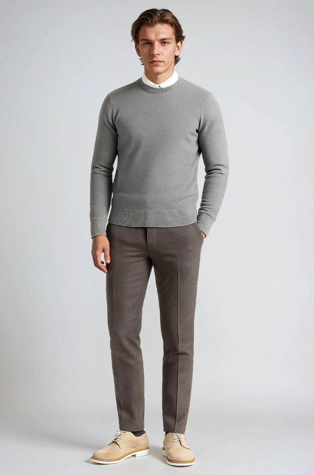 Men's Classic Crew Neck Pullover Sweater - Grey