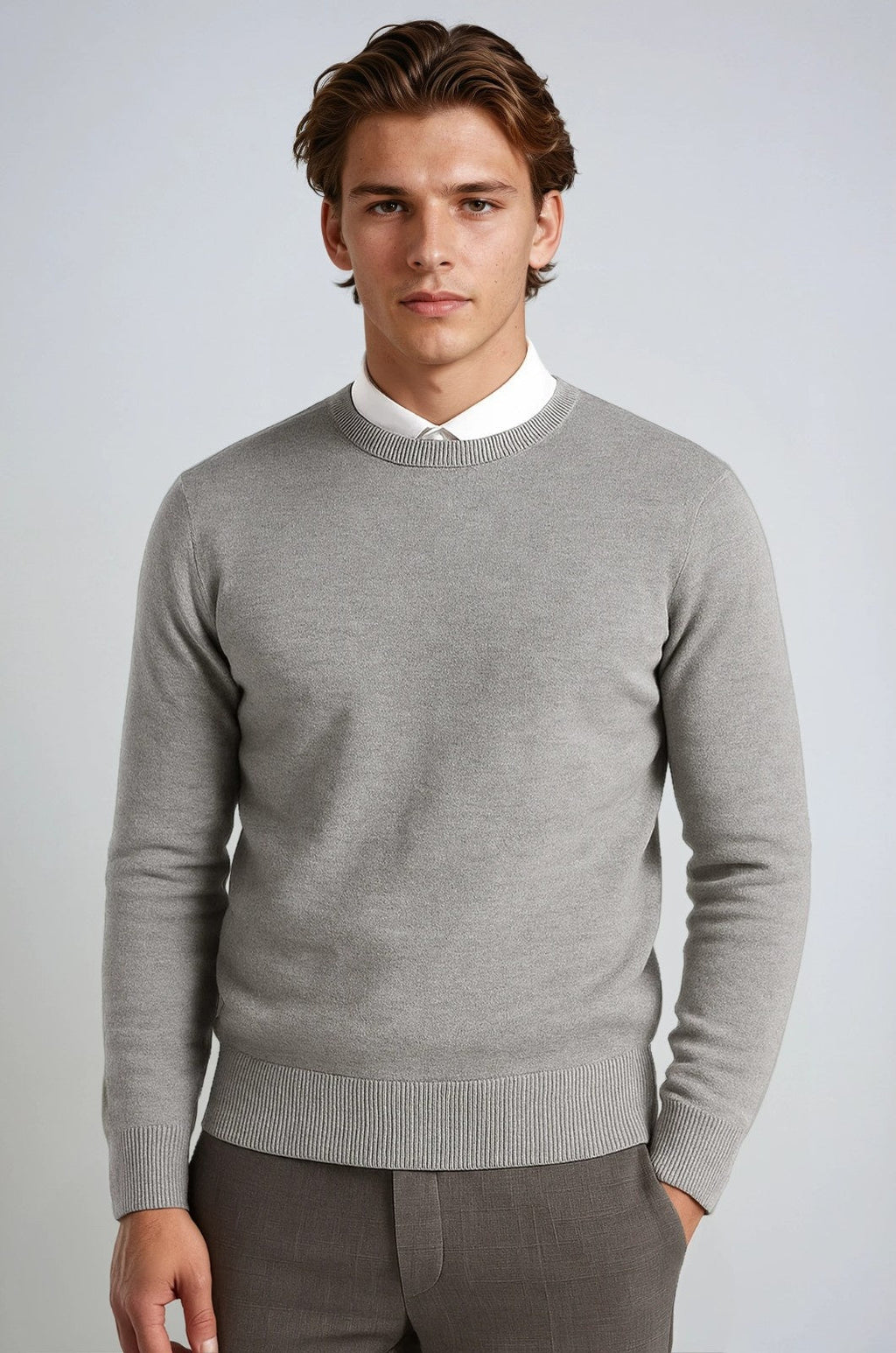 Men's Classic Crew Neck Pullover Sweater - Grey
