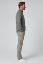 Men's Half-Zip Sweater with Stand Collar - Grey