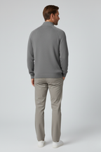 Men's Half-Zip Sweater with Stand Collar - Grey