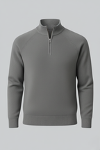 Men's Half-Zip Sweater with Stand Collar - Grey