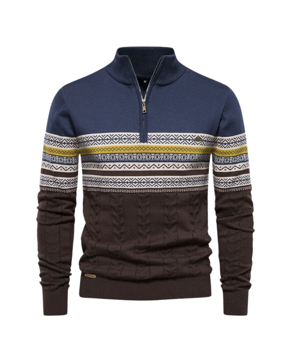 Frederico Cotton Patterned Zip Sweater