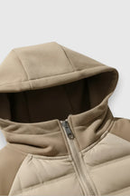 Loose Fit Hooded Down Jacket - Beige