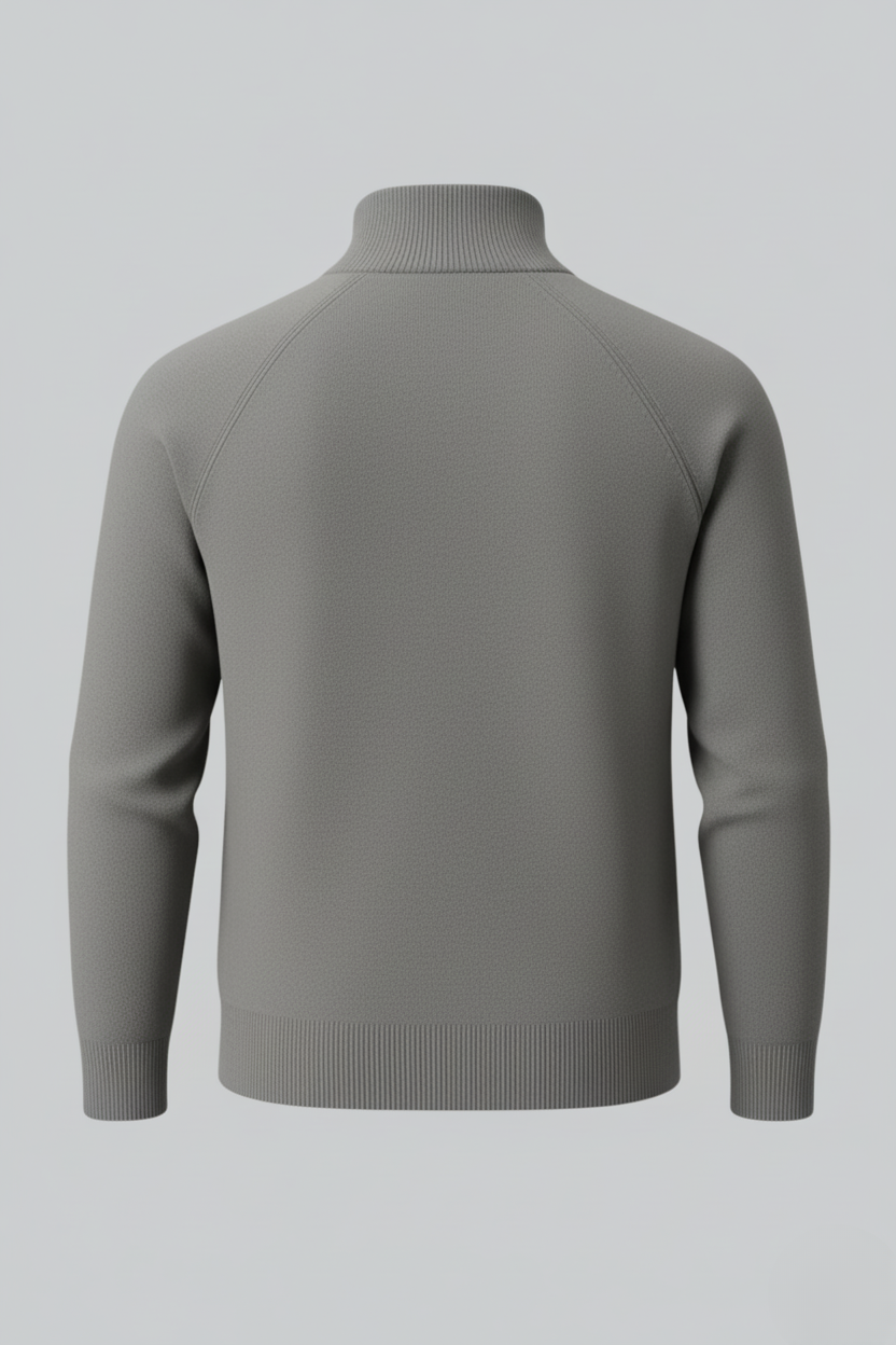 Men's Half-Zip Sweater with Stand Collar - Grey