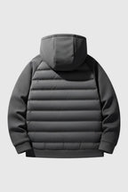 Loose Fit Hooded Down Jacket - Charcoal Gray