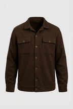 Coffee Brown Brushed Overshirt Jacket