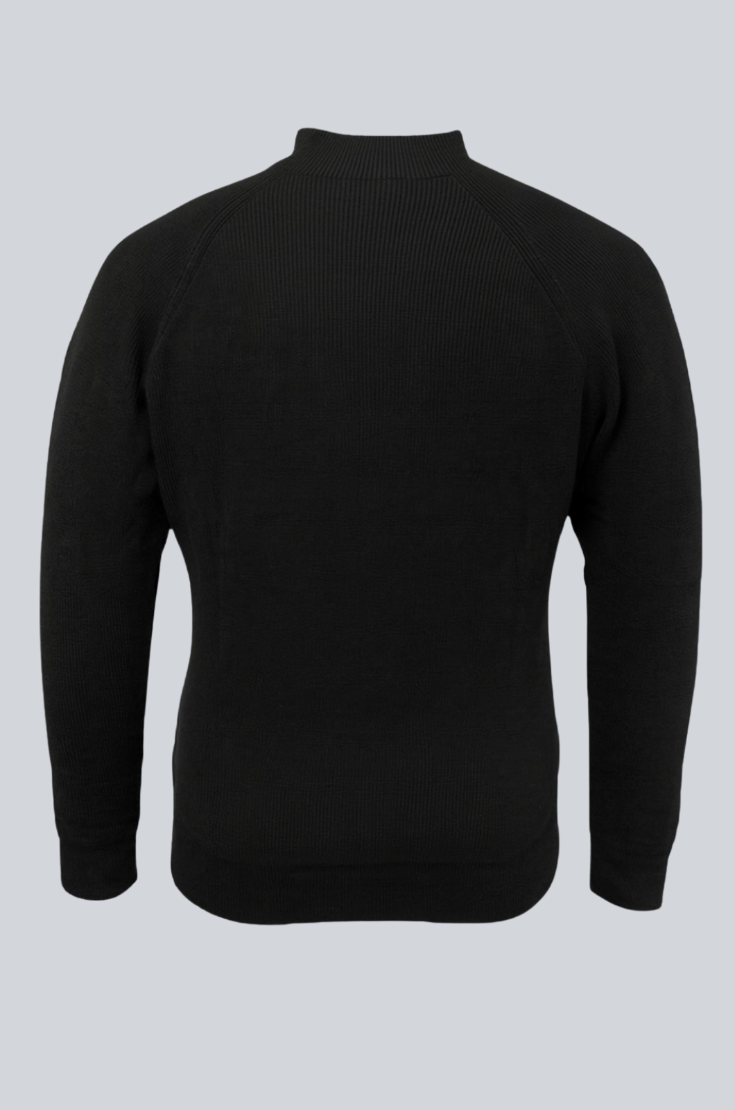 Men's Half-Zip Knit Sweater with Stand Collar - Black