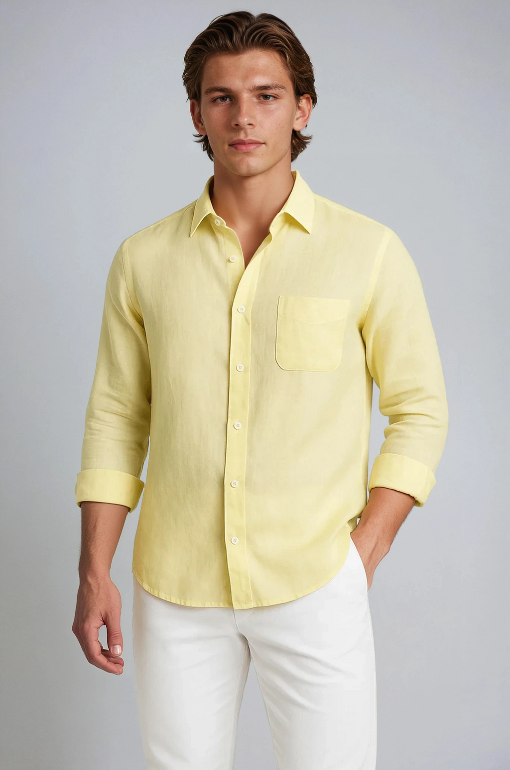 Monaco Linen Shirt - Light Yellow