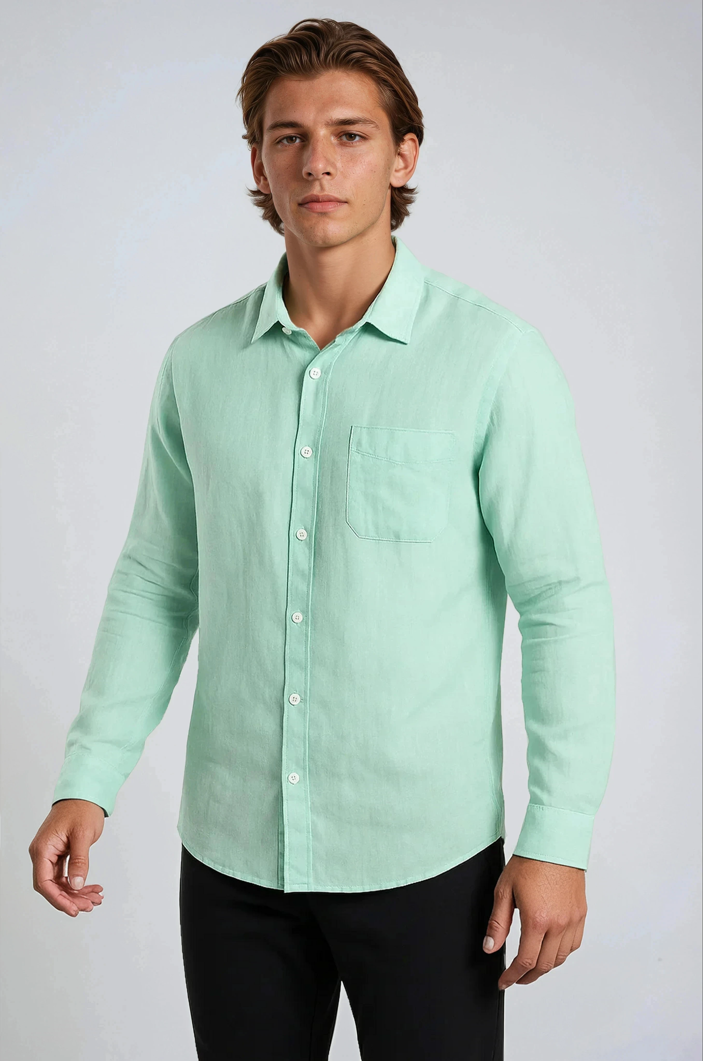 Monaco Linen Shirt - Mint Green