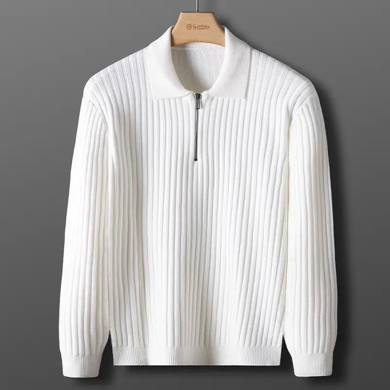 Elegant Striped Zip Sweater