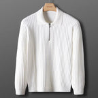 Elegant Striped Zip Sweater