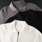 Elegant Striped Zip Sweater