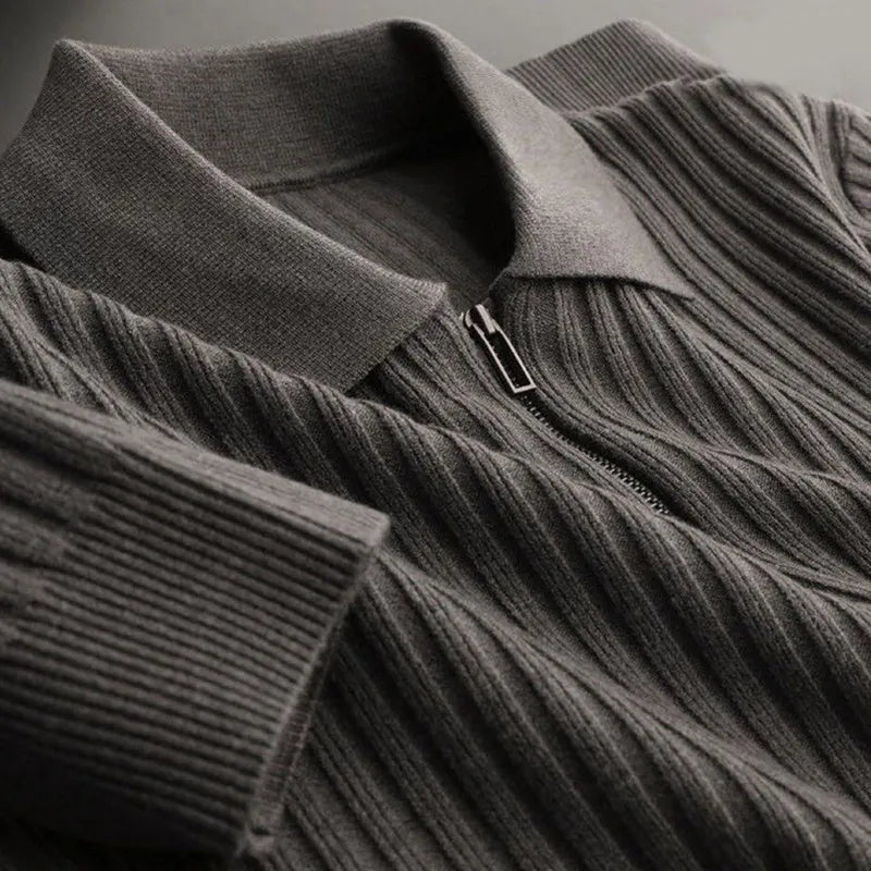 Elegant Striped Zip Sweater