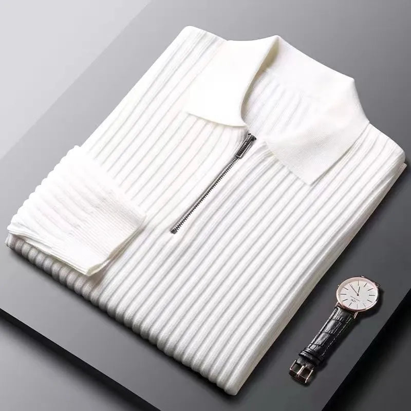Elegant Striped Zip Sweater