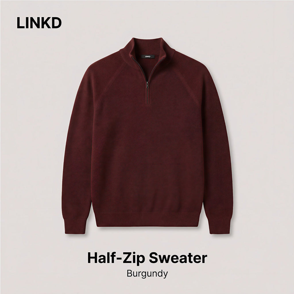 Men's Half-Zip Sweater with Stand Collar