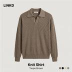 Men's Long Sleeve Knit Shirt with Lapel Collar