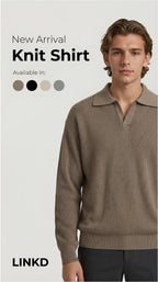 Men's Long Sleeve Knit Shirt with Lapel Collar