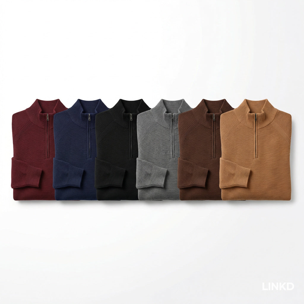 Men's Half-Zip Sweater with Stand Collar