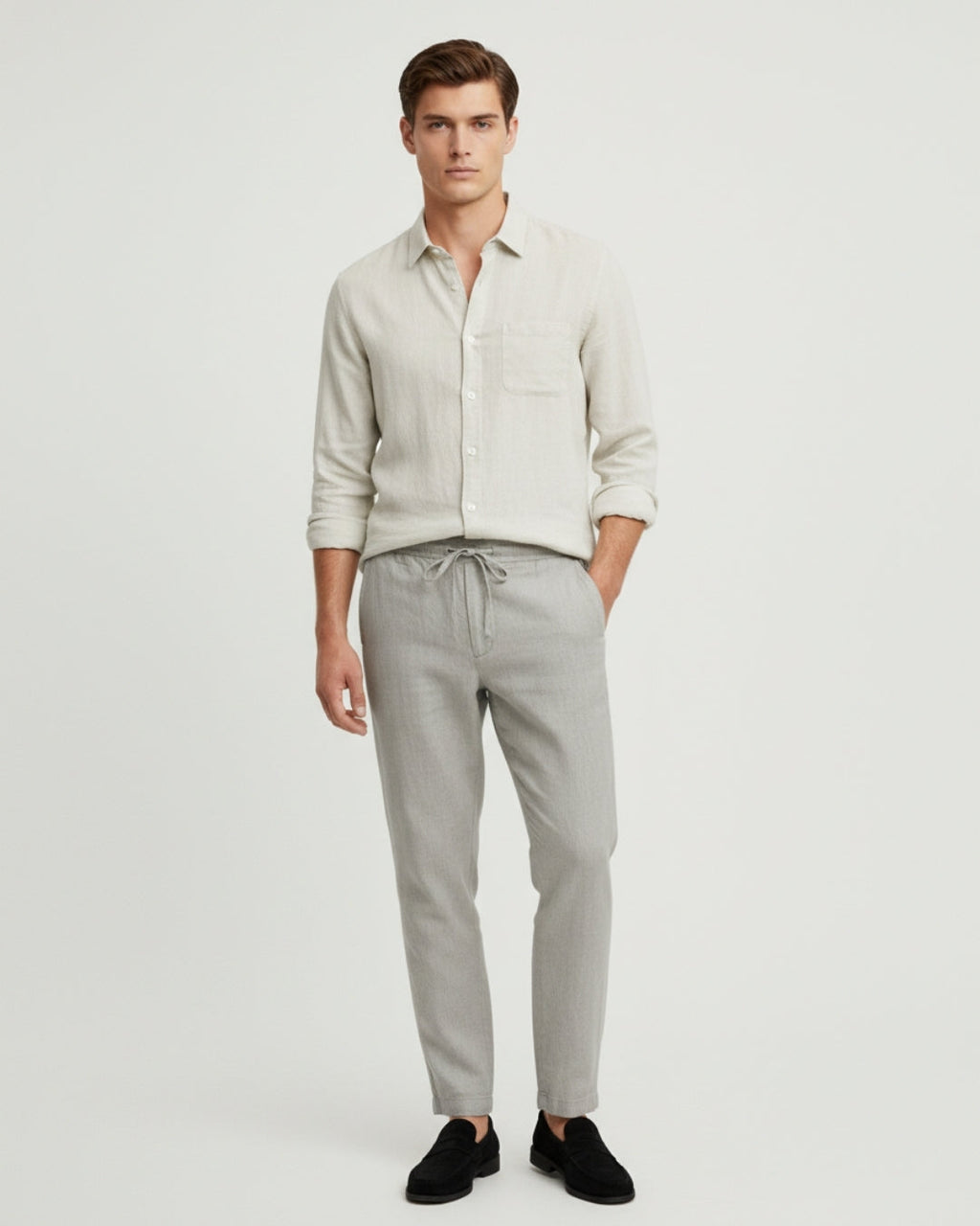 Altavita Linen City Summer Set - Beige/Grey