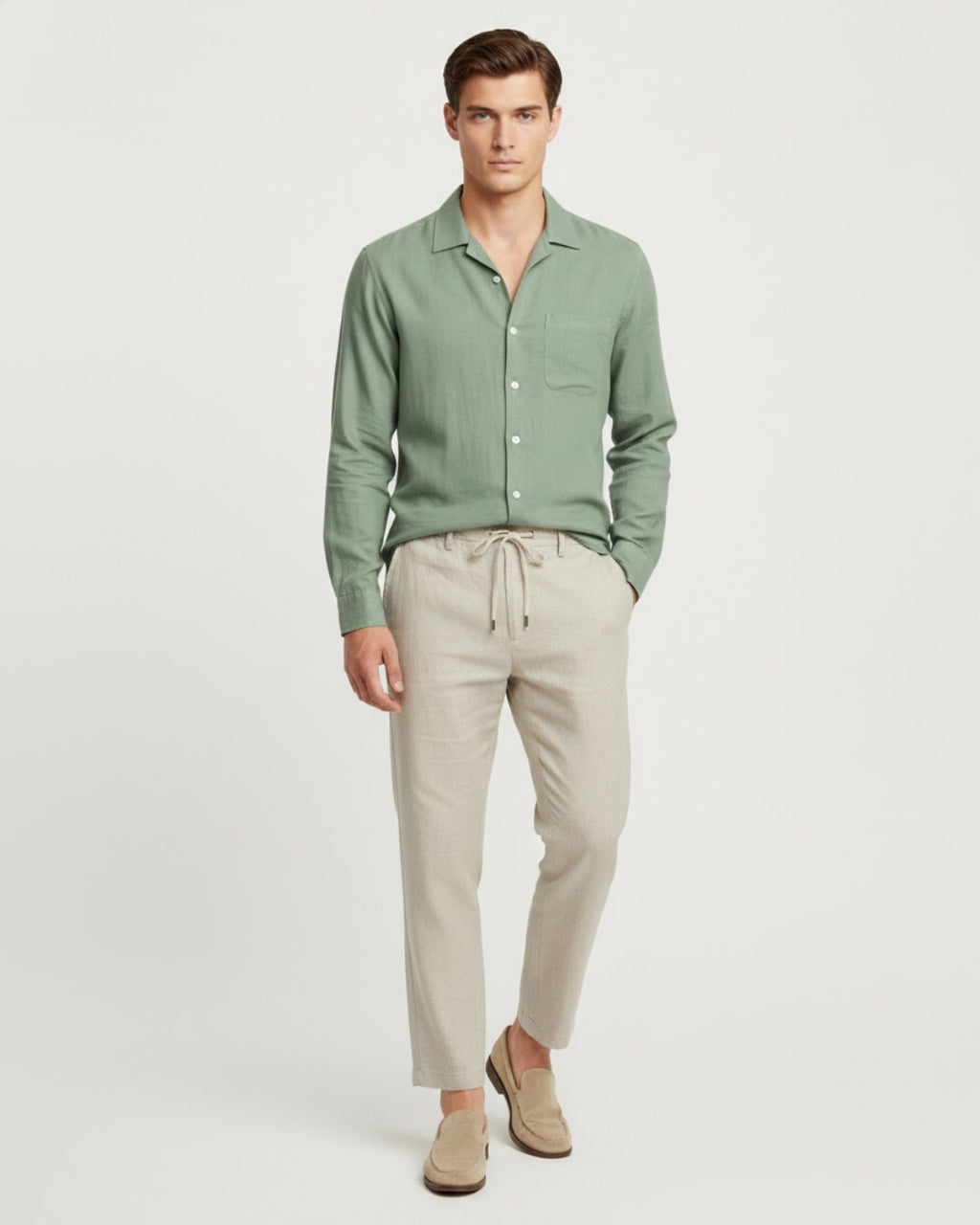 Altavita Linen City Summer Set - Green/Beige