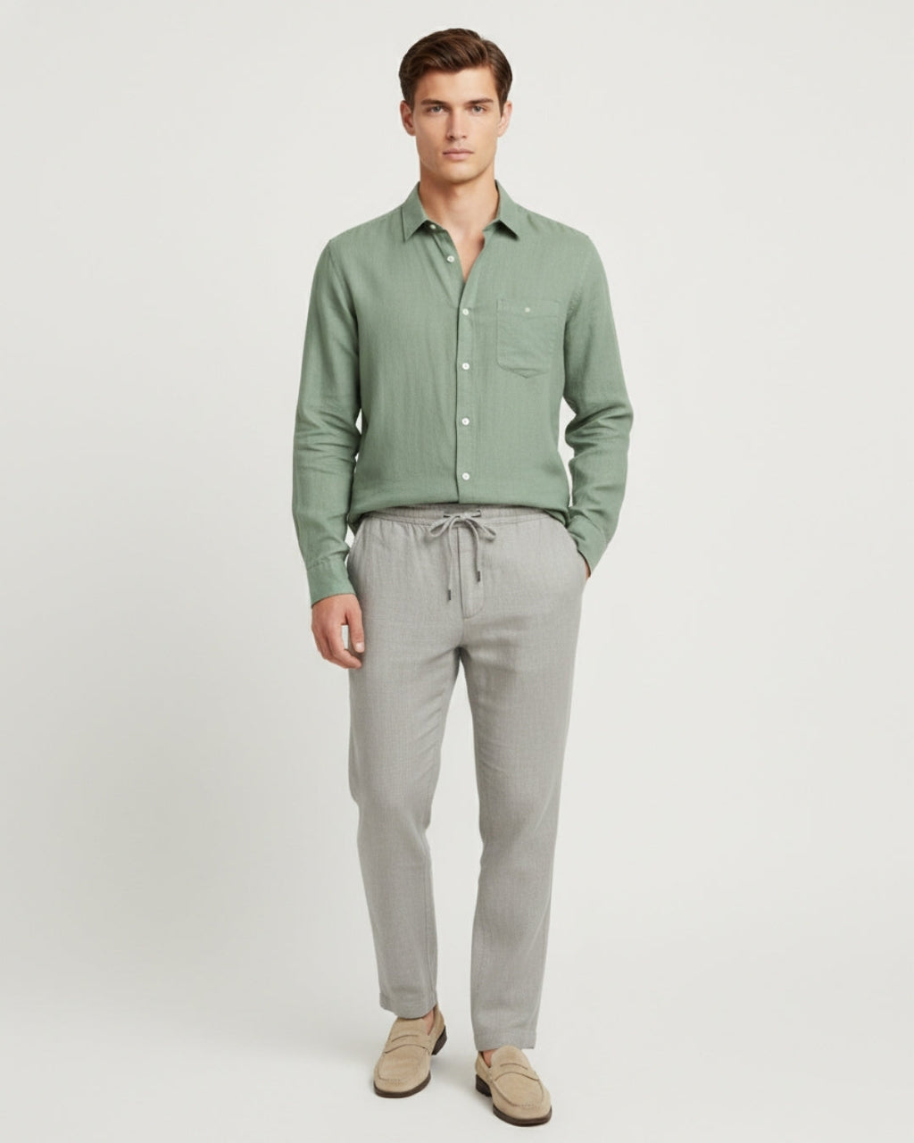 Altavita Linen City Summer Set - Green/Grey