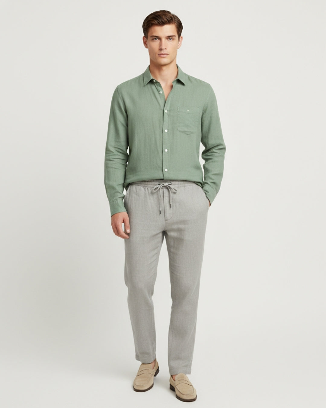 Altavita Linen City Summer Set - Green/Grey