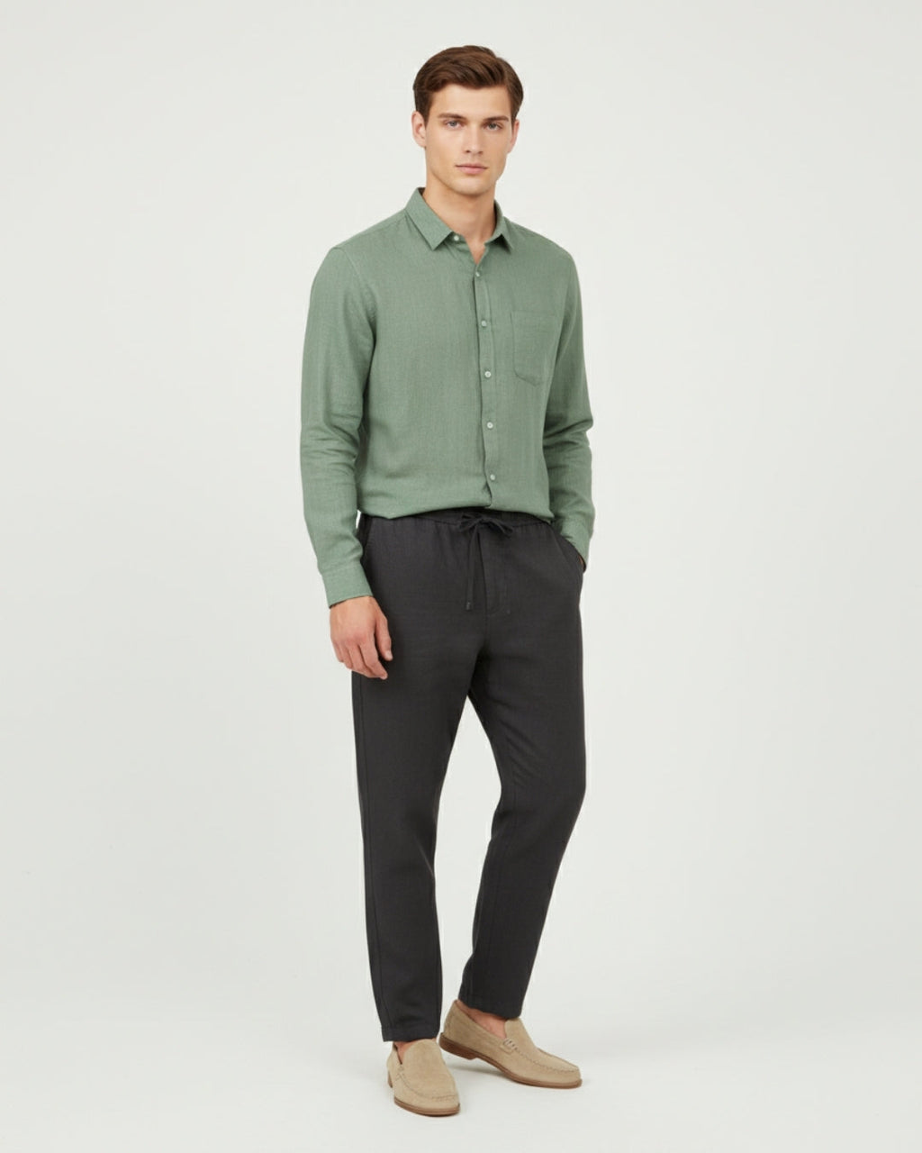 Altavita Linen City Summer Set - Green/Black