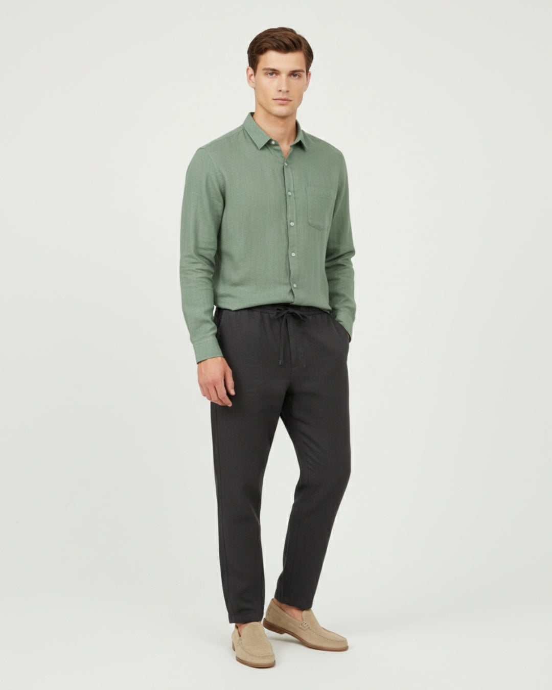 Altavita Linen City Summer Set - Green/Black