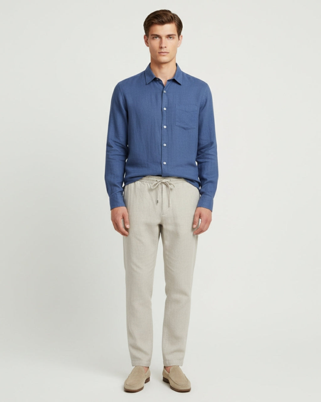 Altavita Linen City Summer Set - Navy/Beige