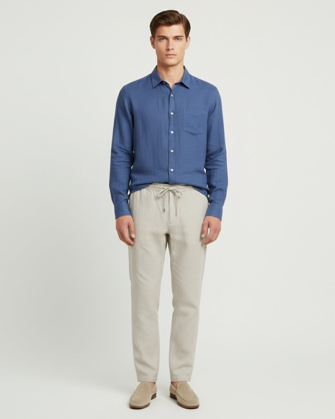 Altavita Linen City Summer Set - Navy/Beige