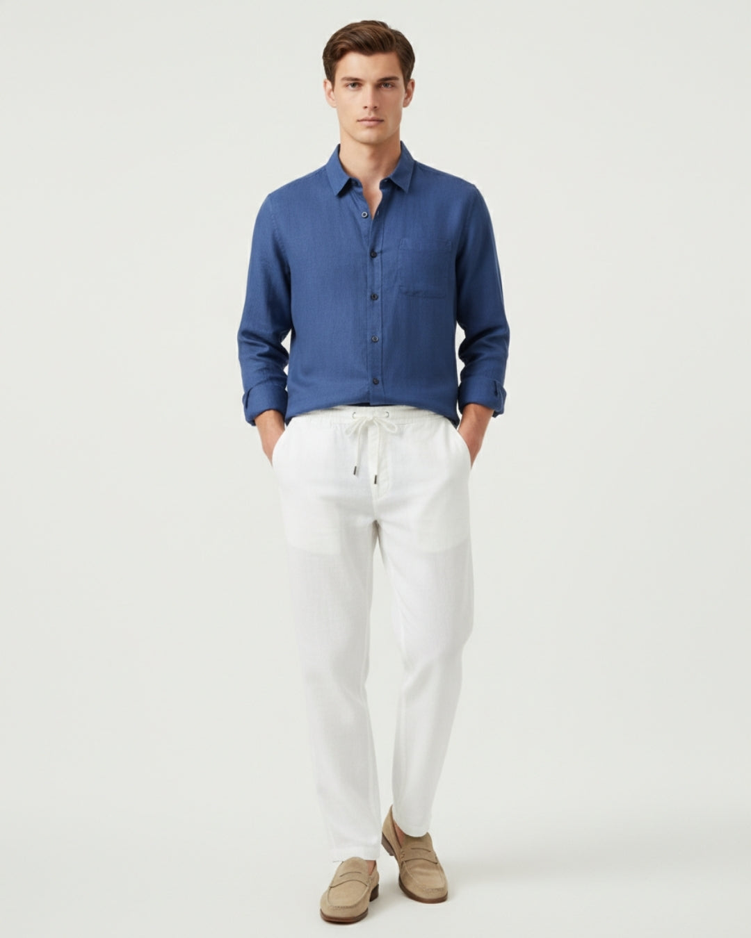 Altavita Linen City Summer Set - Navy/White
