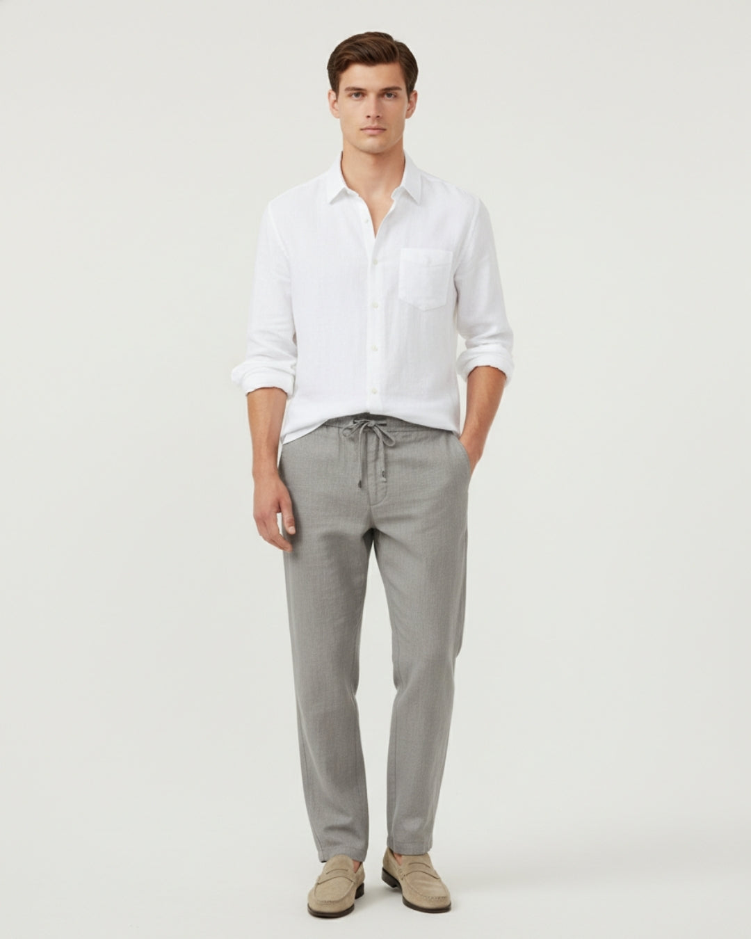 Altavita Linen City Summer Set - White/Grey