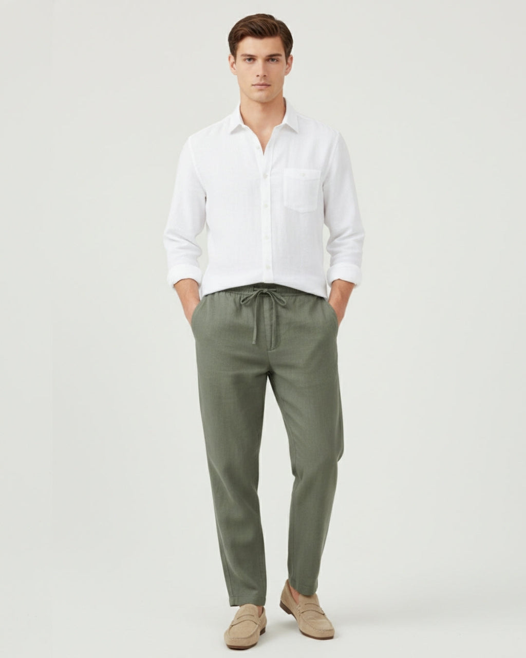 Altavita Linen City Summer Set - White/Green