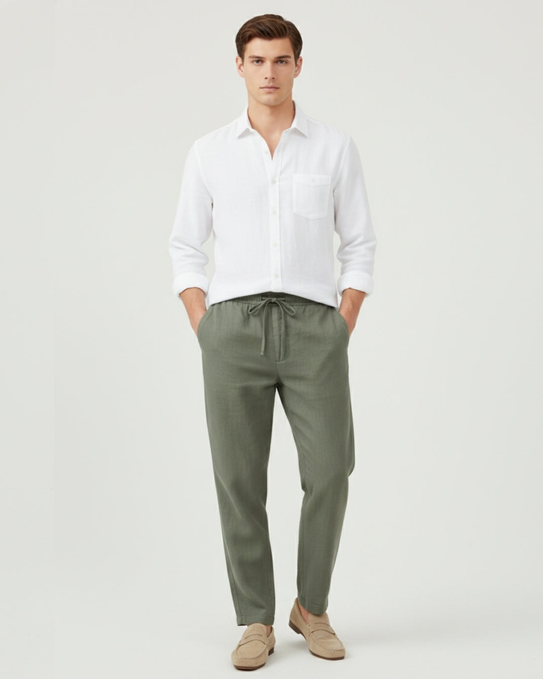 Altavita Linen City Summer Set - White/Green