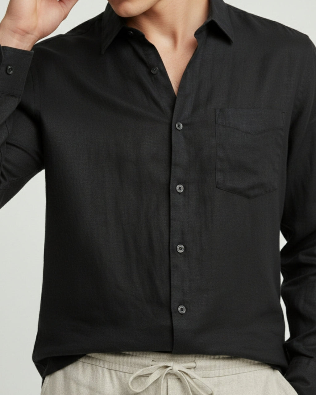 Altavita Linen City Summer Set - Black/Beige
