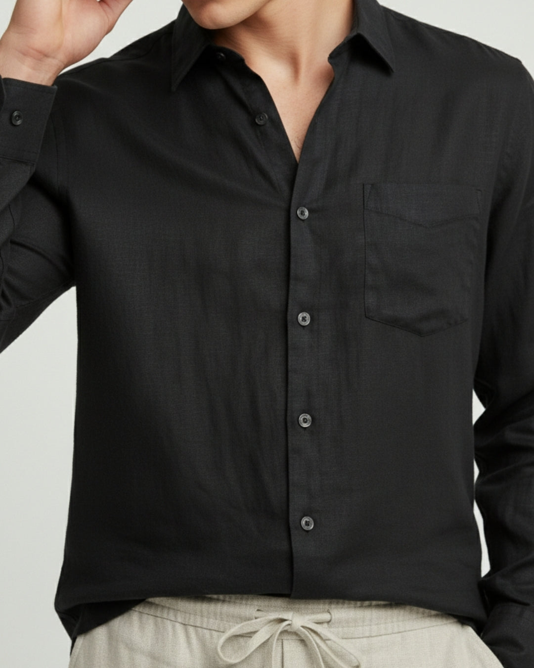 Altavita Linen City Summer Set - Black/Beige