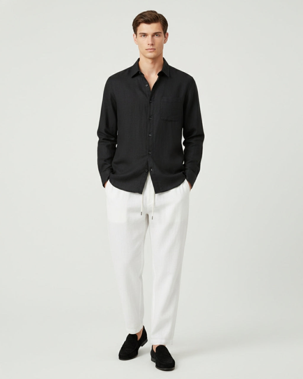 Altavita Linen City Summer Set - Black/White