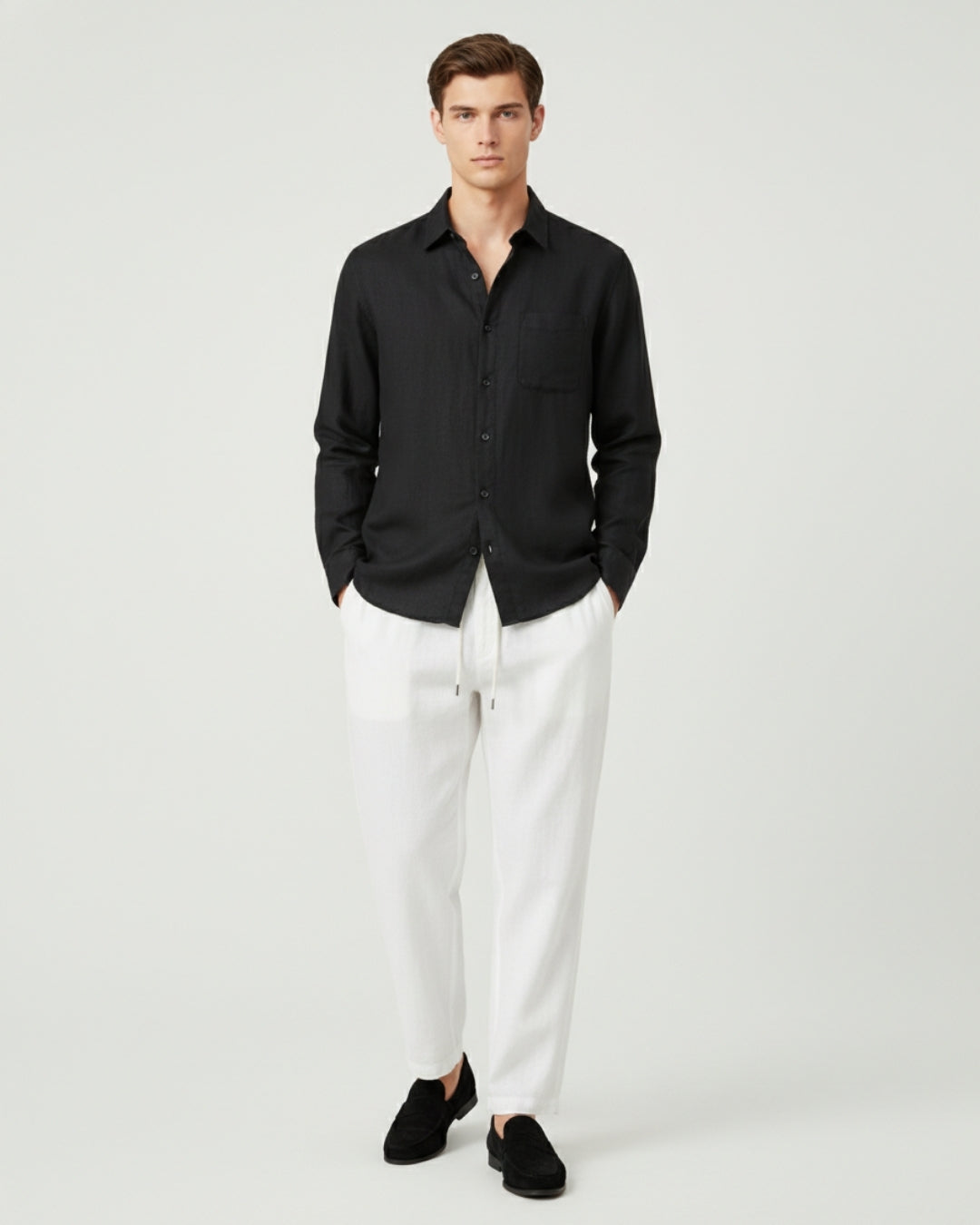 Altavita Linen City Summer Set - Black/White