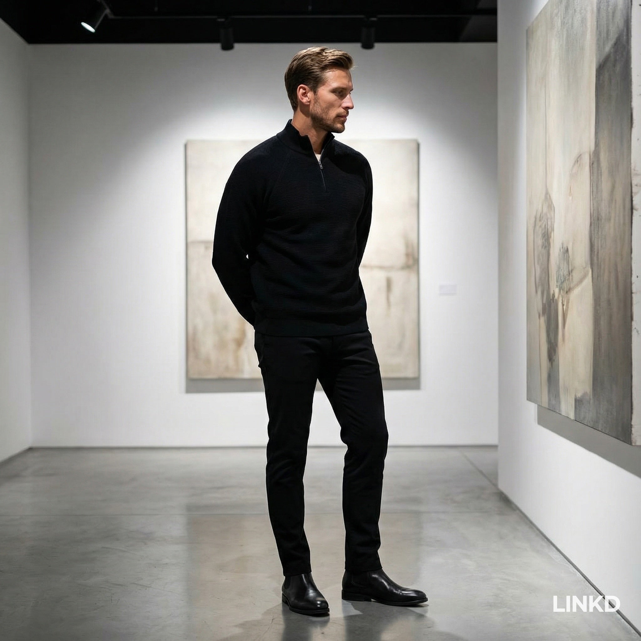 Men's Half-Zip Sweater with Stand Collar