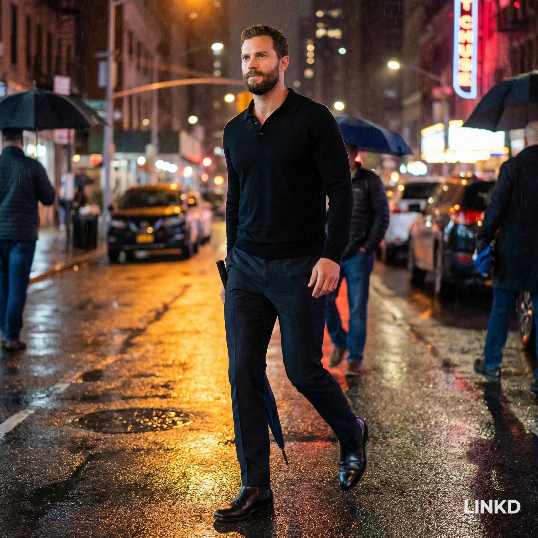 Men's Long Sleeve Knit Shirt with Lapel Collar