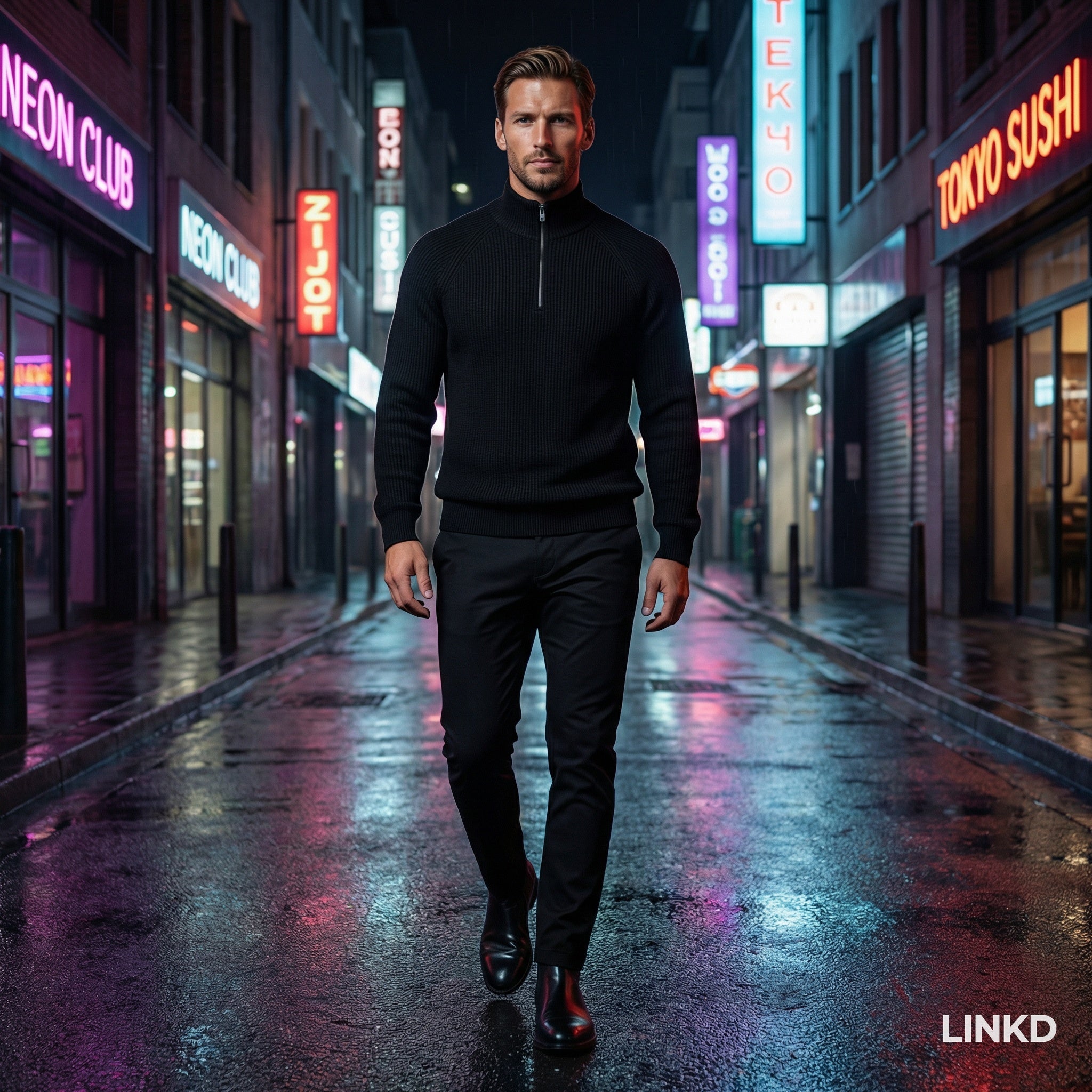 Men's Half-Zip Sweater with Stand Collar